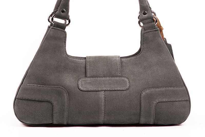 Dress handbag in pebble grey leather - Rear view